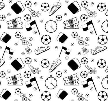 Papel pintado juvenil Patrón de lineart de fútbol - TenVinilo