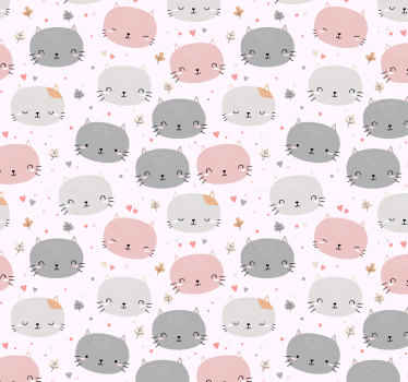 Adorable Cat Pattern cats wallpaper - TenStickers