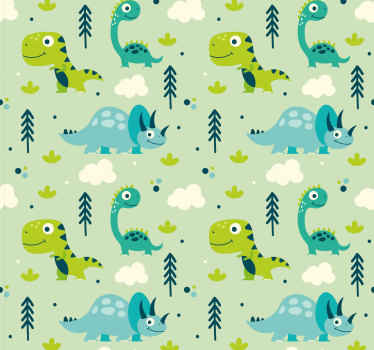Tapete Kinderzimmer Grün mit Dinos - TenStickers