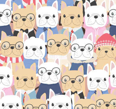 Cartoon Bulldogs cute dog wallpaper - TenStickers
