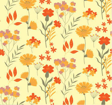 70's pop flowers pattern wallpaper - TenStickers