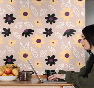 Tapete za zid Cvjetni cvjetni pojednostavljeni motiv - TenStickers