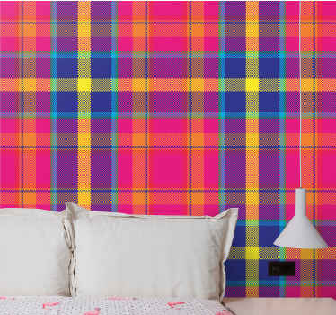 Colourful gingham pattern Teen wallpaper - TenStickers