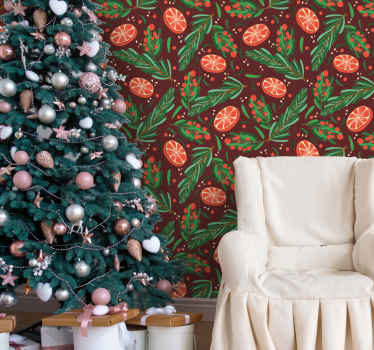 ヤドリギのクリスマスパターンのクリスマスの壁紙 - TENSTICKERS