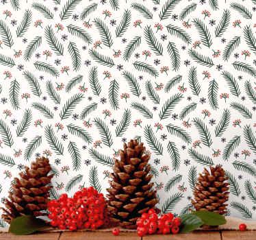 Borové větve vzor vánoční tapeta - TenStickers