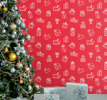 Cadeaupatroonmotief behang kerst - TenStickers