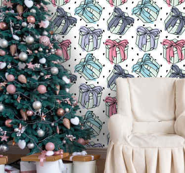 Festive Gift Boxes christmas wallpaper - TenStickers