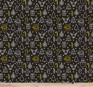 Feestelijke seizoen iconen behang kerst - TenStickers