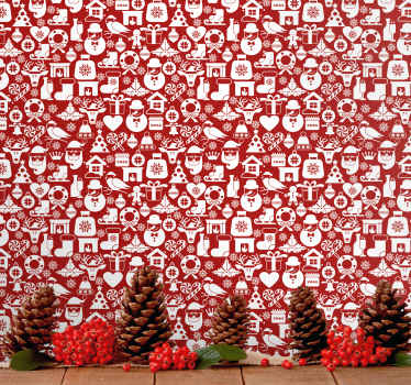 Papel tapiz navidad patrones festivos festivos - TenVinilo
