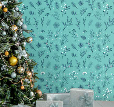 Feestelijk botanisch behang kerst - TenStickers