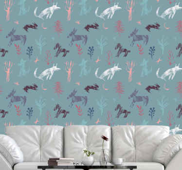 Woodland Creature Motif animal wallpaper - TenStickers