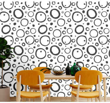 Papel pintado geométrico burbujas negras - TenVinilo