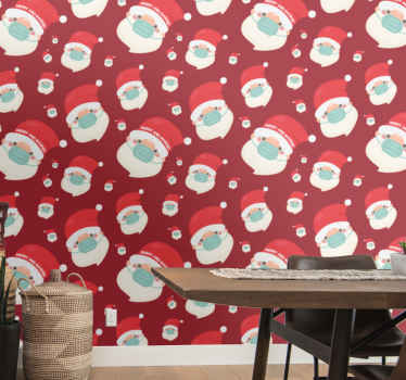 Kerstman patroon behang kerst - TenStickers