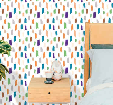 Colorful shapes pattern over white  Wallpaper - TenStickers