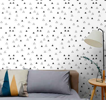 Scandinavian black and white pattern triangle wallpaper - TenStickers