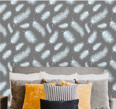 Papier peint vintage Plumes boho sur fond sombre - TenStickers