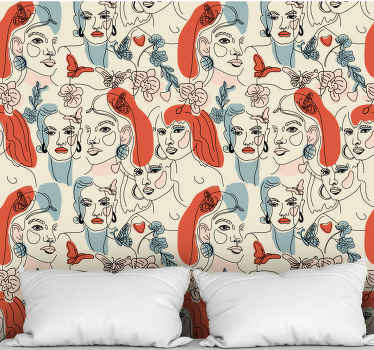 墙纸 艺术 女性线条艺术 - TenStickers