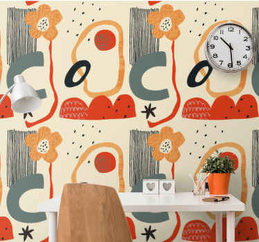 Abstrakte blomsterformer dekorativt tapet - TenStickers