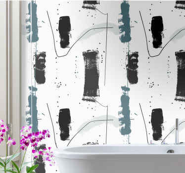 Papier peint salle de bain coups de pinceau abstraits - TenStickers