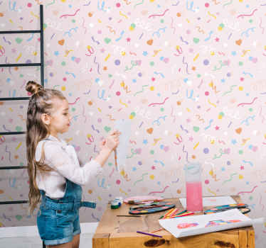 Pattern with cute pastel confetti wallpaper - TenStickers