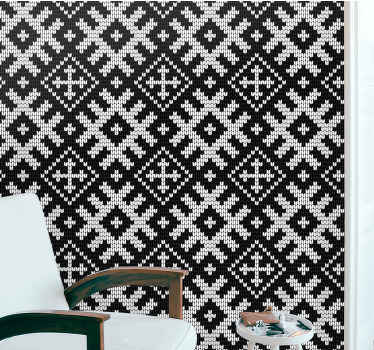 Geometrische Tapete schwarz-weißes weihnachtsmuster - TenStickers