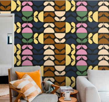 Tyyliteltyjä lehtikuvioita kukkatapetti - Tenstickers