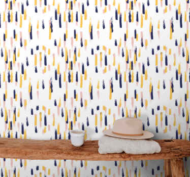 Blue, yellow and pink strokes modern Wallpaper - TenStickers
