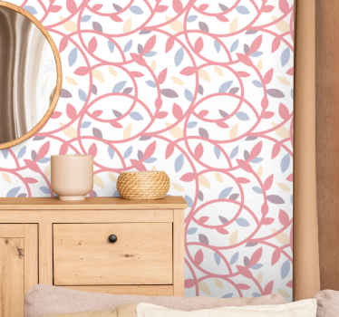 Ručne kreslená tapeta konárov pastelových farieb - Tenstickers