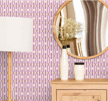 Curved pink pattern entrance wallpaper - TenStickers