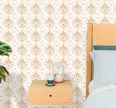 Modern art white and golden decor wallpaper - TenStickers