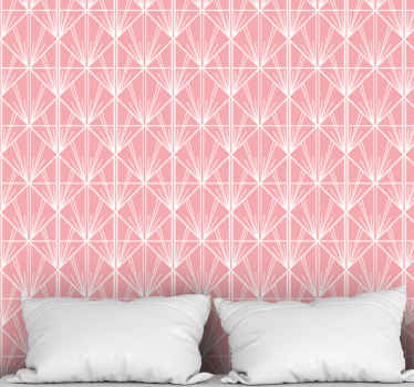 Modern art pink and white triangle wallpaper - TenStickers