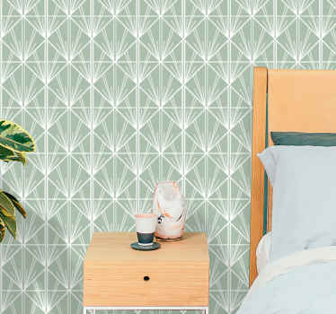 Quadrate Tapete Modernes grünes und weißes dekomuster - TenStickers
