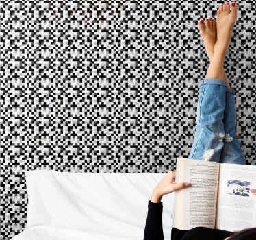 papel de parede quadrados produtoquadrado preto e branco - TenStickers