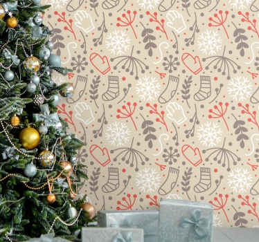 Feestelijke patronen behang kerst - TenStickers