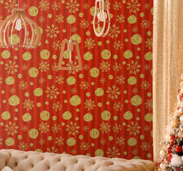 Feestelijke glitterornamenten behang kerst - TenStickers
