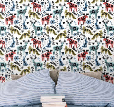 Scandinavian Fauna animal wallpaper - TenStickers