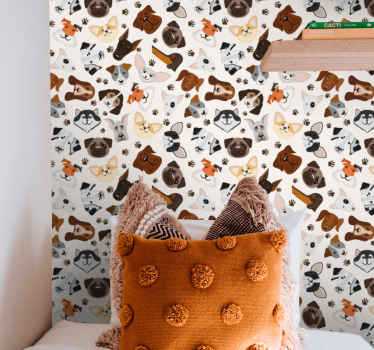 Playful Dog Illustrations cute dog wallpaper - TenStickers