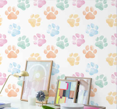 Pastel Paw Prints cute dog wallpaper - TenStickers