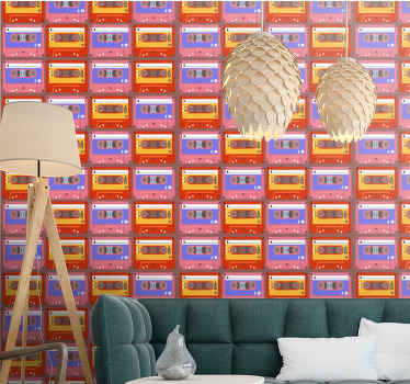 Retro kassetter tapet kunst - Tenstickers