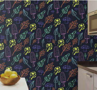 Papel mural naturaleza patrón de bosque funky - TenVinilo