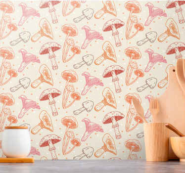 σύνολο ταπετσαρίας κουζίνας μανιτάρια ακουαρέλα - TenStickers