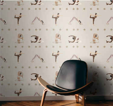 Papel mural arte figuras de posturas de yoga - TenVinilo