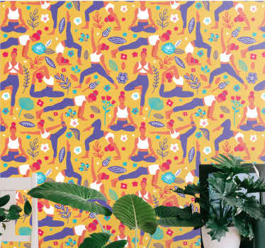 アート 壁紙 ヨガのポーズパターン - TENSTICKERS