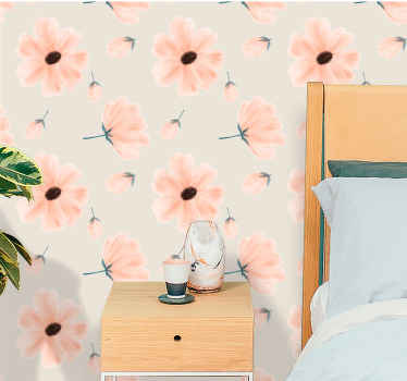 papel de parede flores padrão suave e elegante - TenStickers