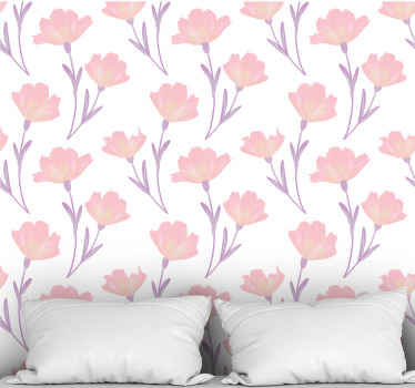 Aquarella wild flowers pattern Flower Wallpaper - TenStickers
