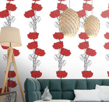 tapety na stenu kvety červené kvetinové pásy - Tenstickers