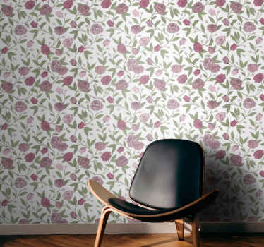 Blumentapete Blassrosa vintage rosen - TenStickers