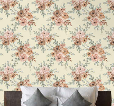 Romantic big oil painting rose flower wallpaper - TenStickers