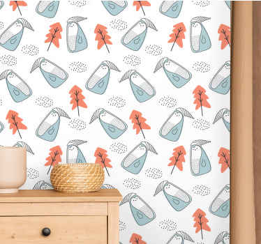 Sleepy Penguins Pattern animals wallpaper - TenStickers