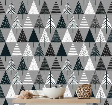 Scandinavian gray pattern triangle wallpaper - TenStickers